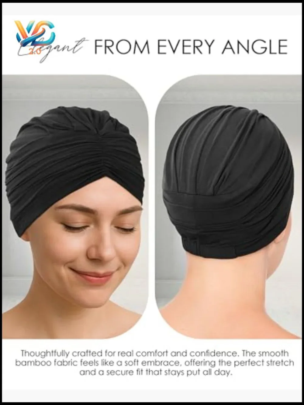 Soft Turban Beanie for Hair Loss, Breathable Chemo Hat, Adjustable Headwrap